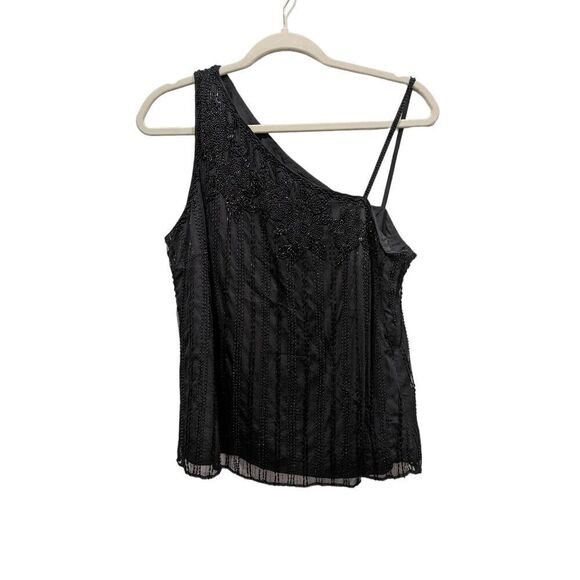 Lauren Ralph Lauren Black Label Beaded Mesh One Shoulder Camisole, L - Picture 4 of 14